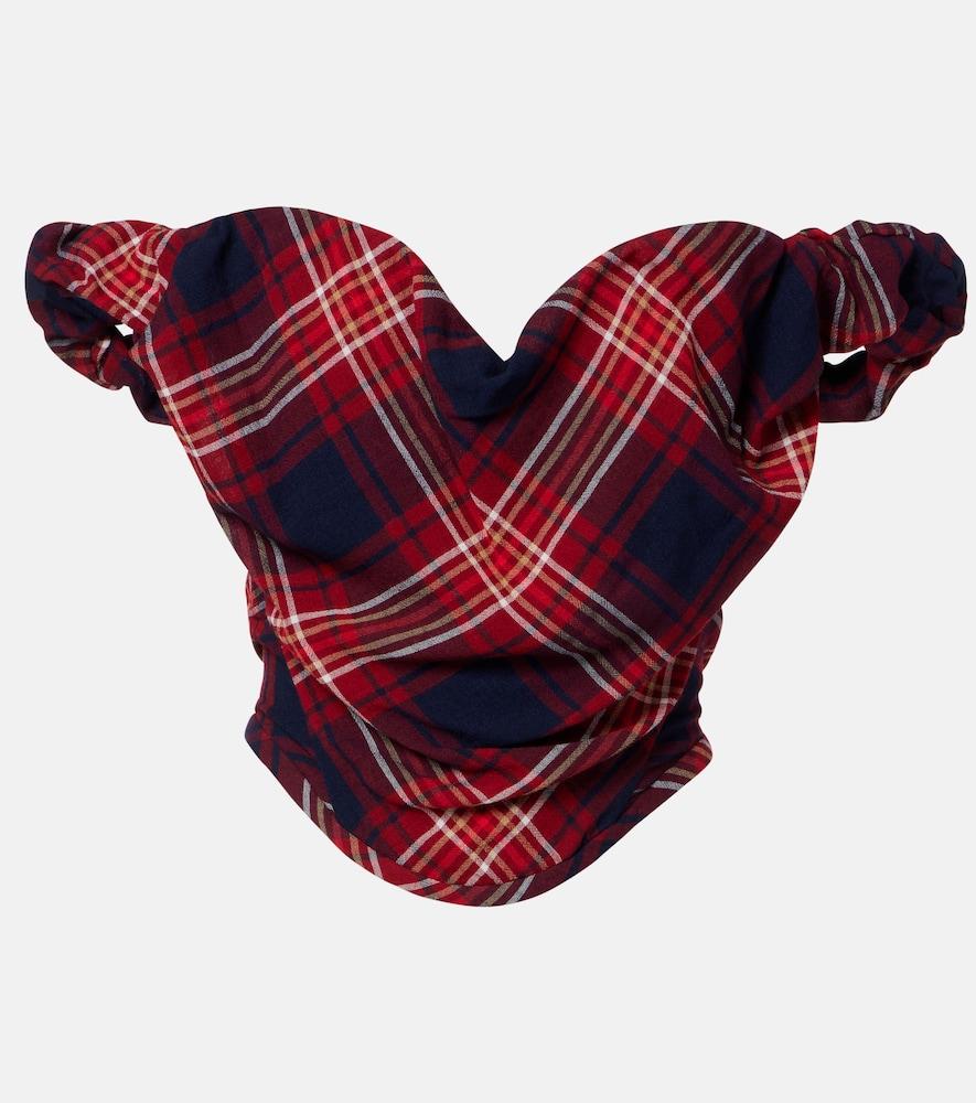 vivienne westwood sunday off-shoulder plaid bustier top