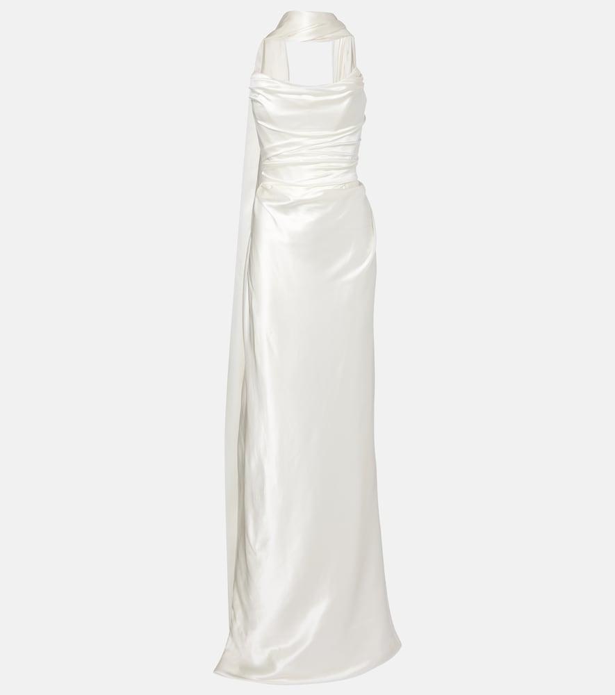 vivienne westwood vixen scarf-detail draped silk-blend gown
