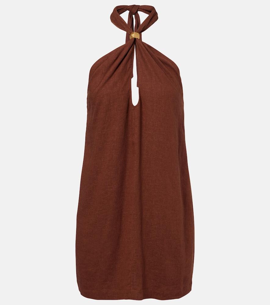 vix paula hermanny astera halterneck linen-blend minidress
