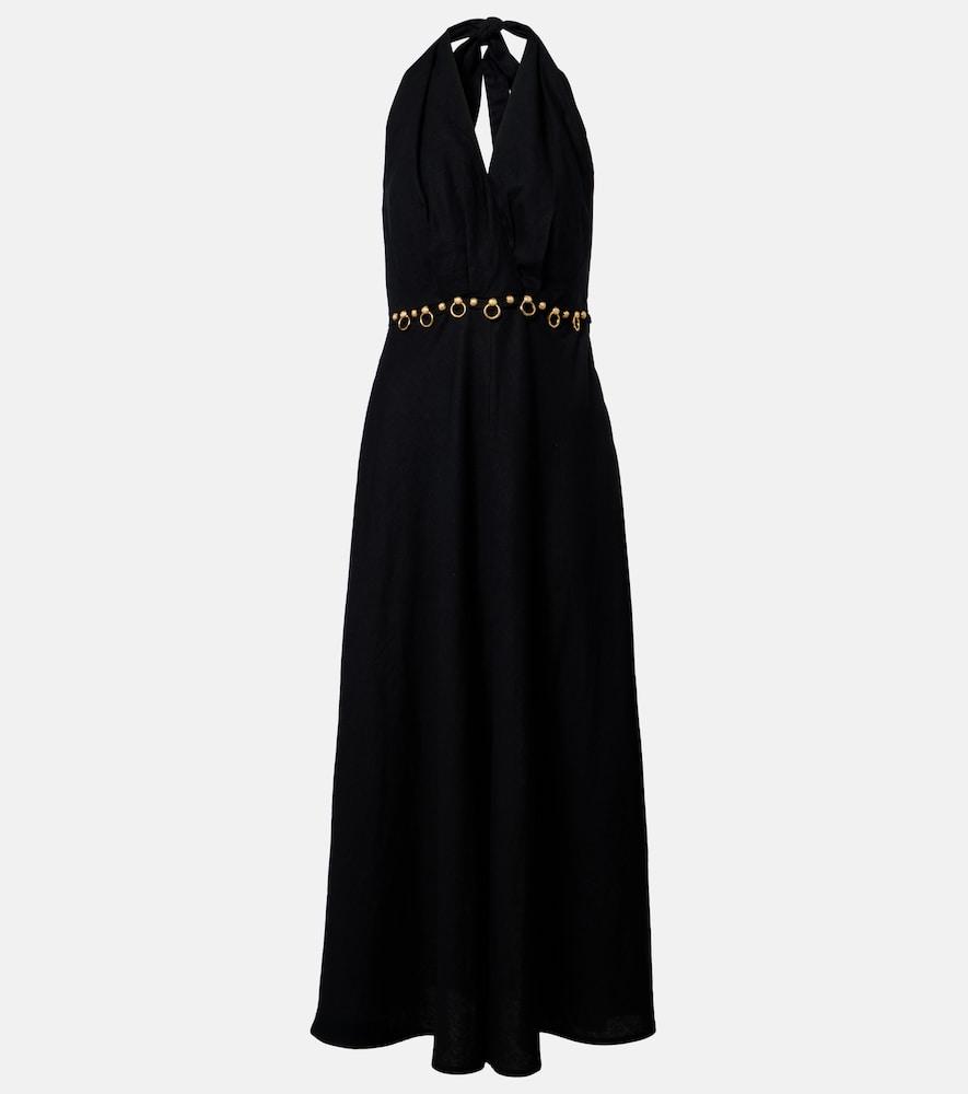 vix paula hermanny hailey halterneck linen-blend midi dress