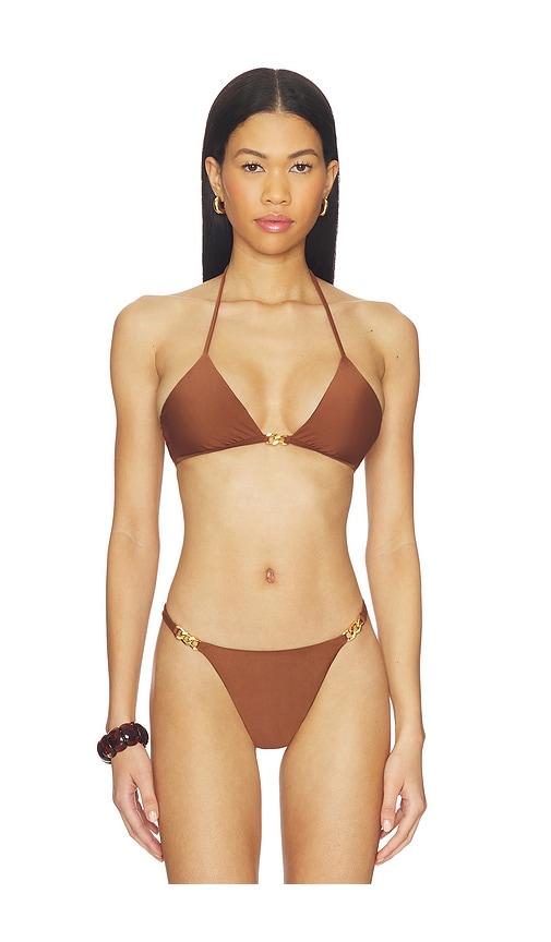 vix swimwear angie mabel bikini top in brown. - size l (also in s, m)
