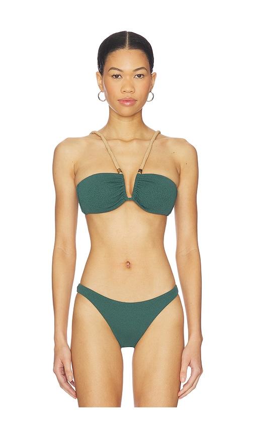 vix swimwear april carol bikini top in dark green. - size l (also in s, m)