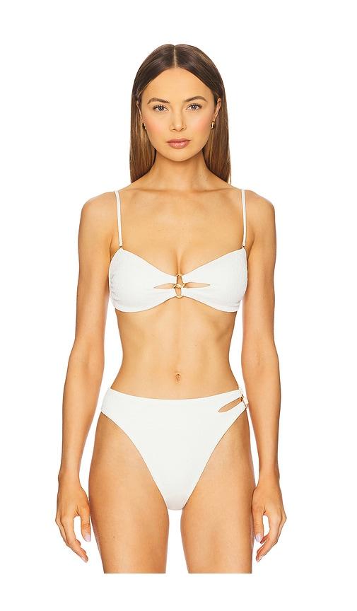 vix swimwear jolie bandeau bikini top in white. - size l (also in m)