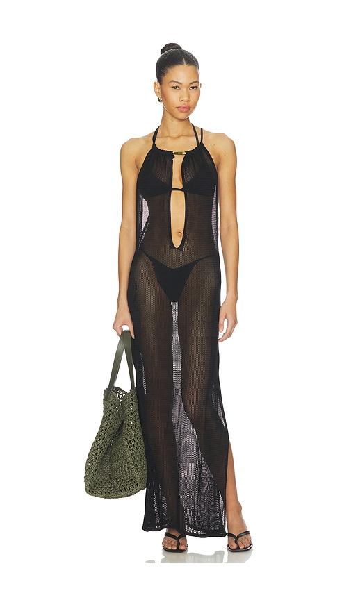 vix swimwear micah long cover up dress in black. - size l (also in xs, s, m)