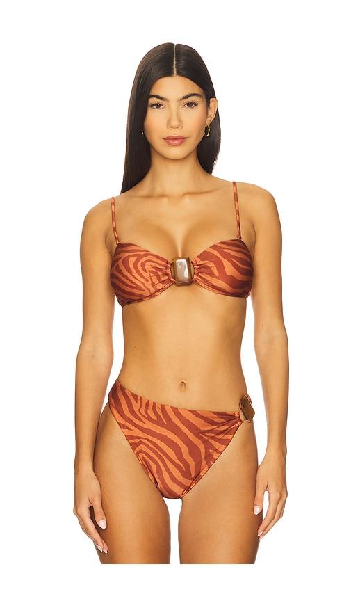 vix swimwear misty bandeau bikini top in brown. - size l (also in s, xl)