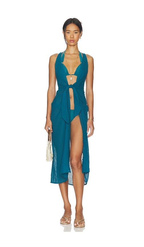 vix swimwear mita long cover up in blue. - size l (also in s, xs, m)