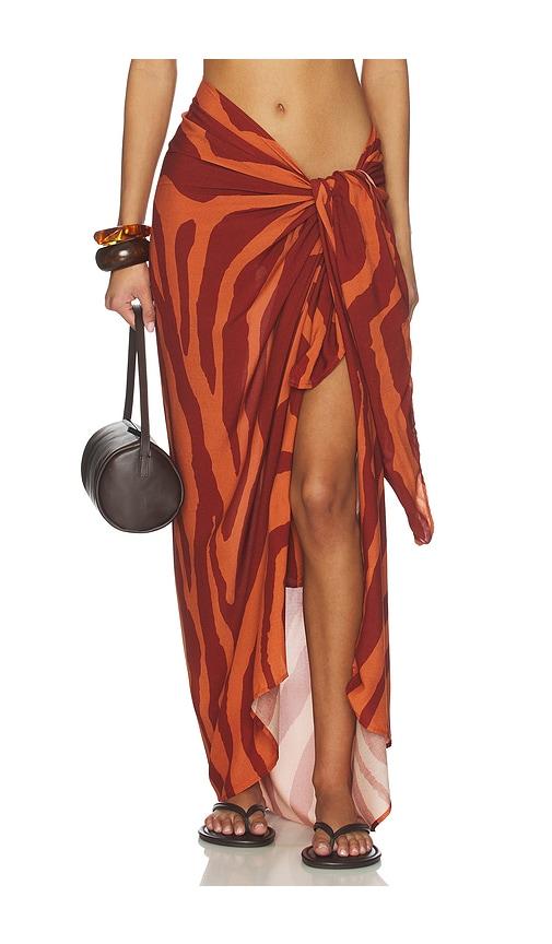 vix swimwear printed sarong in orange.