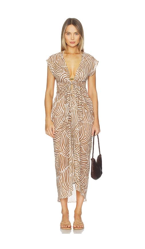 vix swimwear sasha long cover up dress in brown. - size s (also in xs)