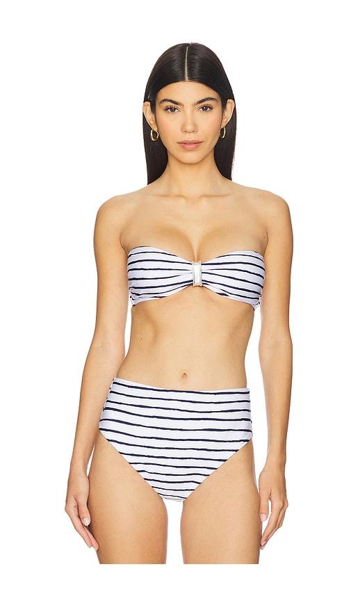 vix swimwear sunny bandeau bikini top in white,navy. - size l (also in xl)