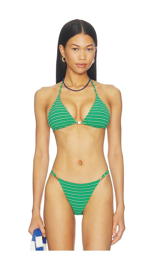 vix swimwear x rosie huntington-whiteley swimwear lucie triangle bikini top in green. - size m (also in s)