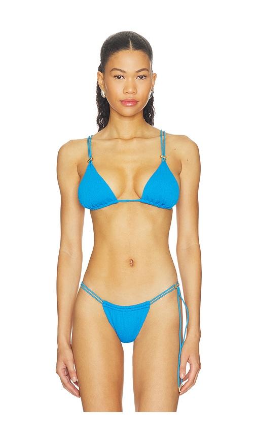 vix swimwear x rosie huntington-whiteley swimwear pixie triangle bikini top in blue. - size l (also in s, m)