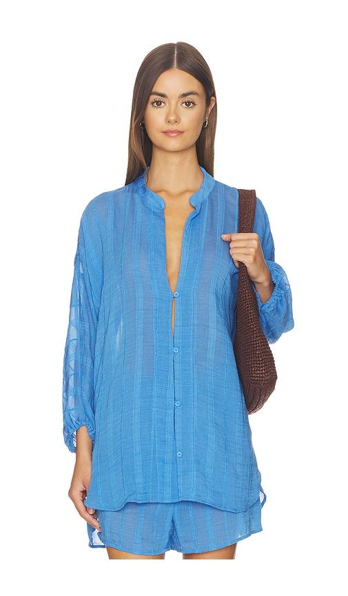 vix swimwear yana long sleeve blouse in blue. - size s (also in xs)