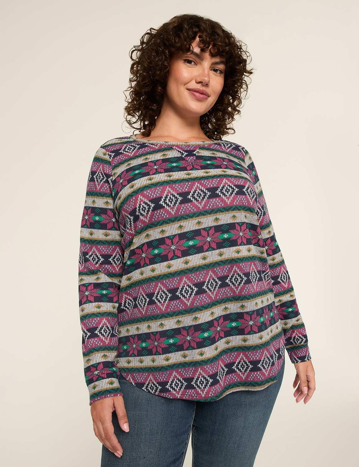 waffle knit curved-hem tunic