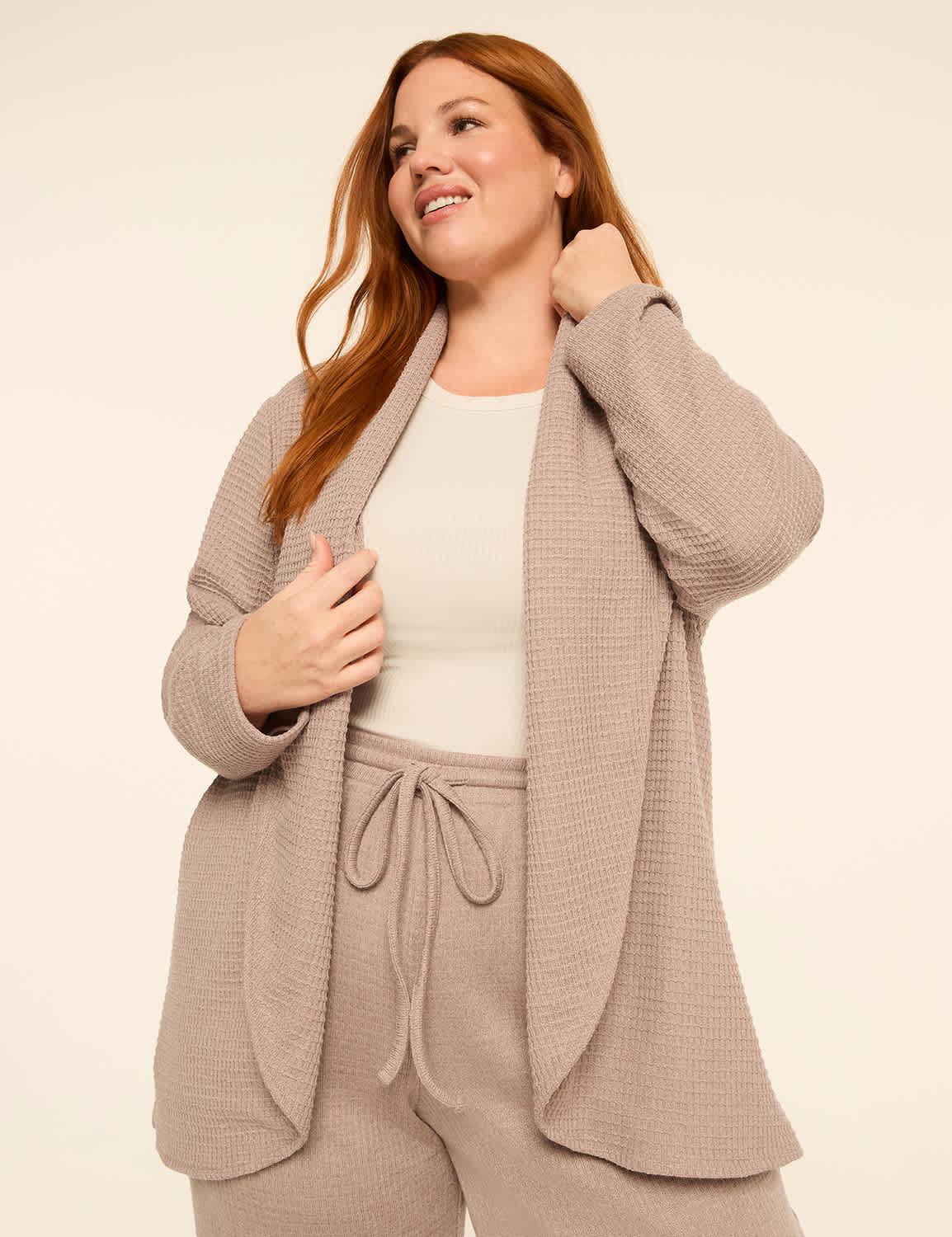 waffle knit lounge cardigan