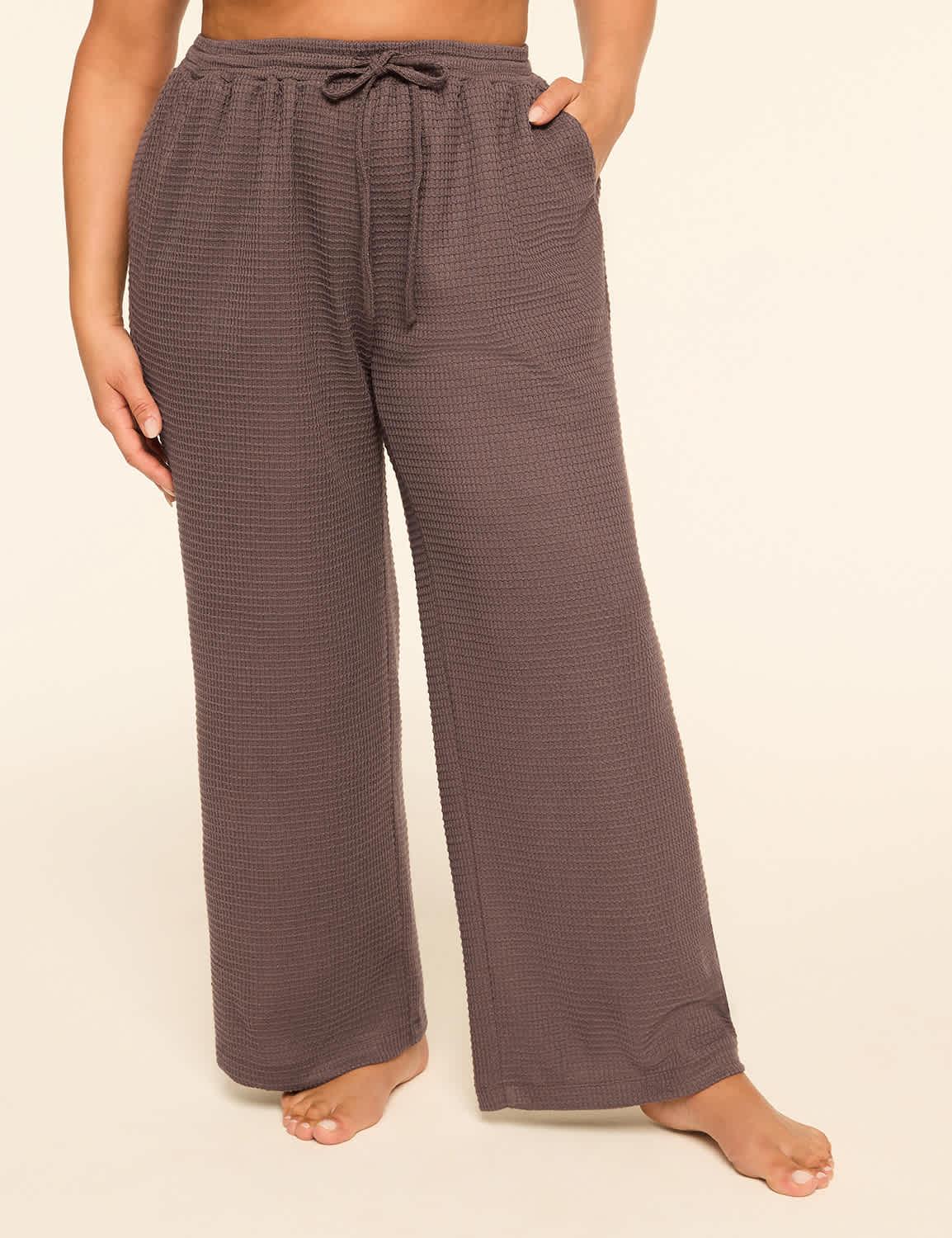 waffle knit wide leg lounge pant