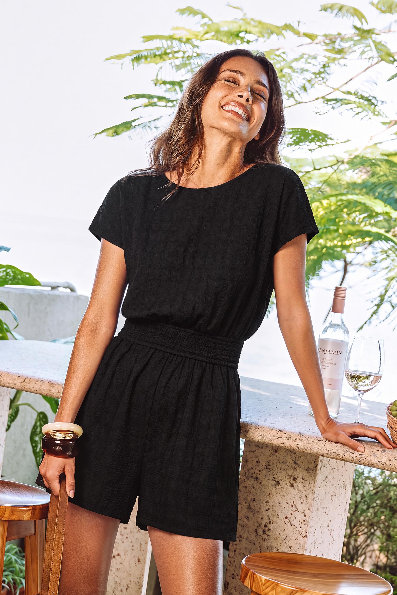 walk in the park black romper - l
