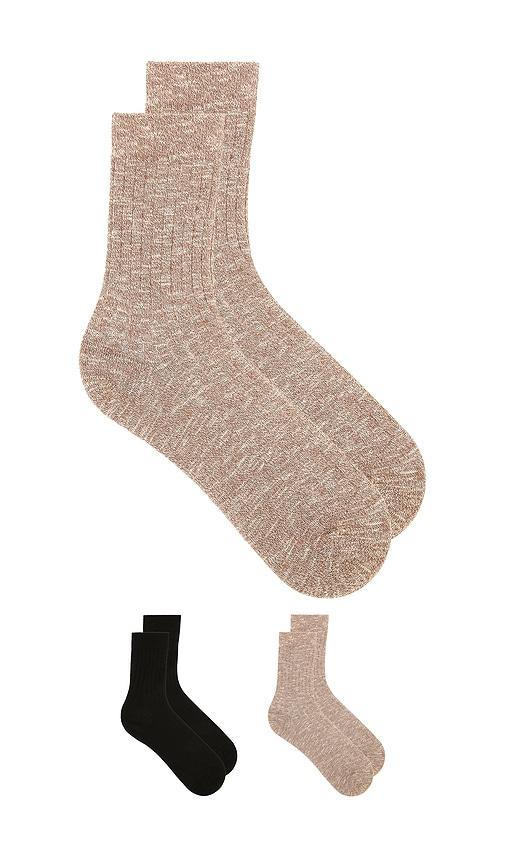 wao unisex lifestyle sock 2 pack in beige,black.