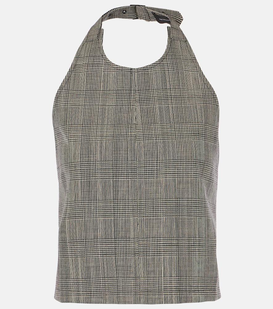 wardrobe. nyc prince of wales check open-back wool top