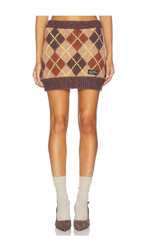 we11done argyle intarsia mini skirt in brown. - size l (also in m, s)