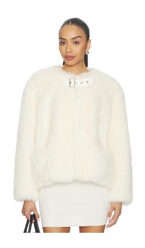 we11done faux fur belt jacket in ivory. - size s (also in xs)