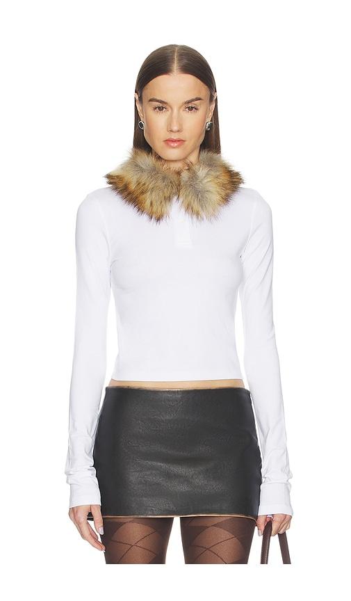 we11done faux fur collar t-shirt in white. - size m (also in s, xs)