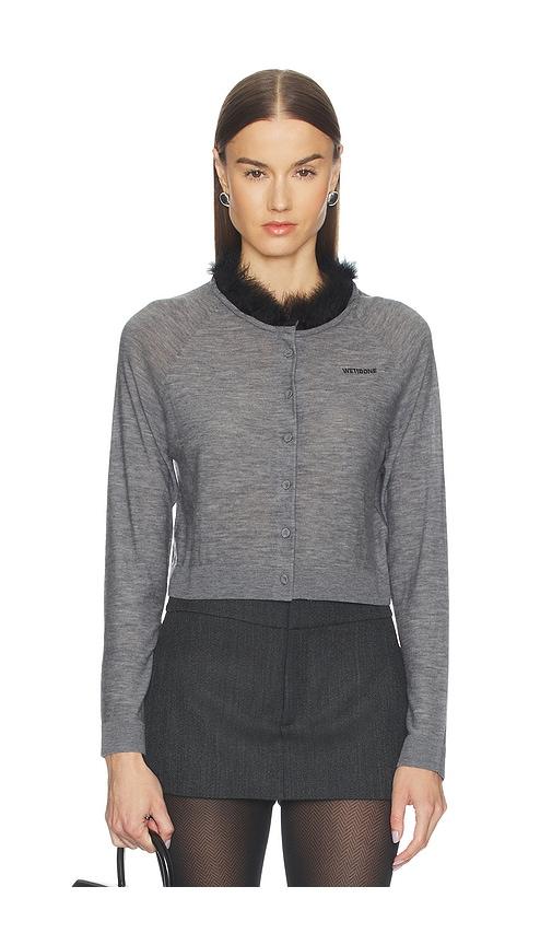 we11done feather collar cardigan in grey. - size l (also in s, m)