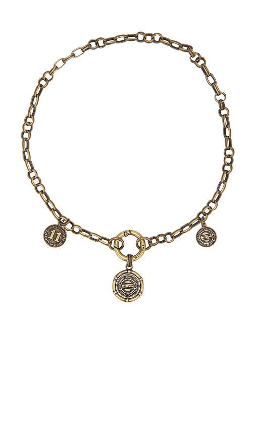 we11done reversible coin necklace in metallic gold.