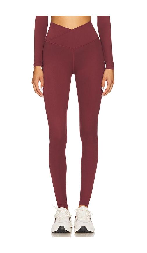 wellbeing + beingwell flowwell callista crossover legging in burgundy. - size l (also in m, xl)