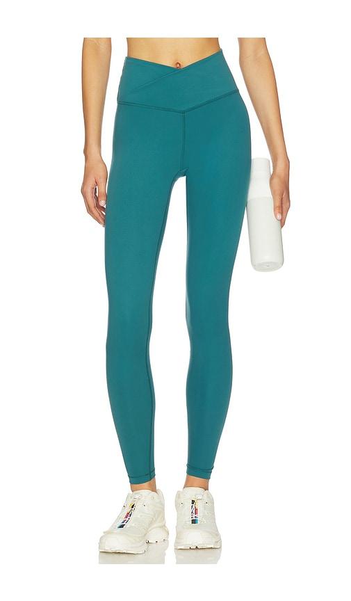 wellbeing + beingwell flowwell callista crossover legging in teal. - size l (also in xxs, xs, s, m, xl)