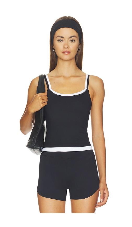 wellbeing + beingwell flowwell sage tank in black & white. - size m (also in xs, s, xl)