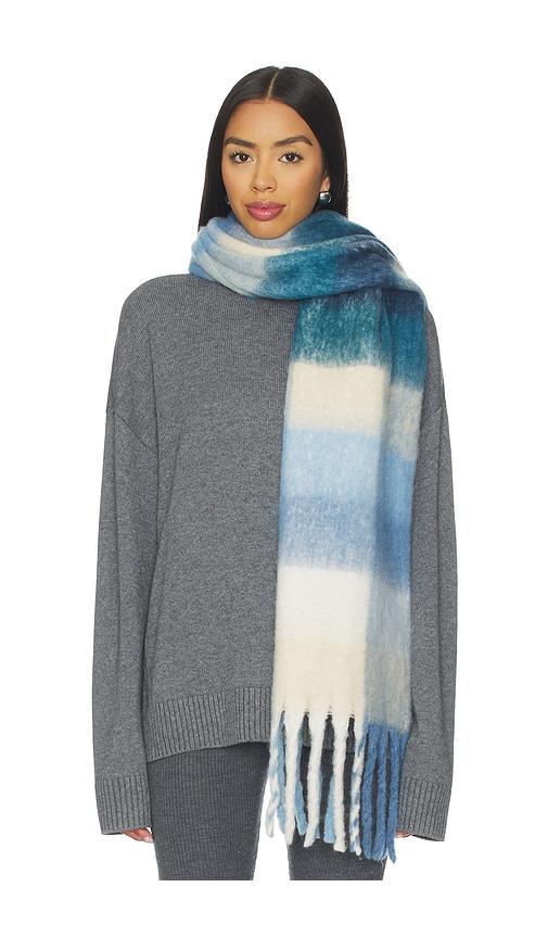 wellbeing + beingwell highland scarf in blue.