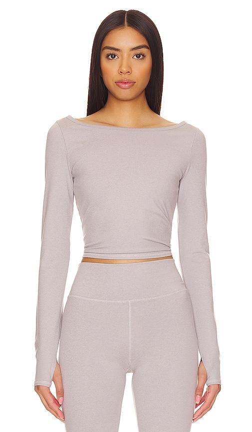 wellbeing + beingwell loungewell freya longsleeve in grey. - size l (also in xs, s, xl)