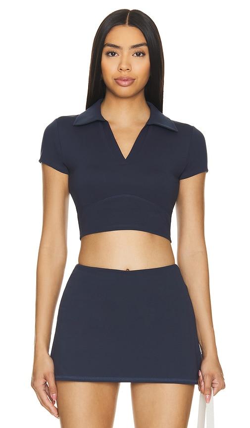 wellbeing + beingwell movewell frankie polo top in navy. - size l (also in xl)