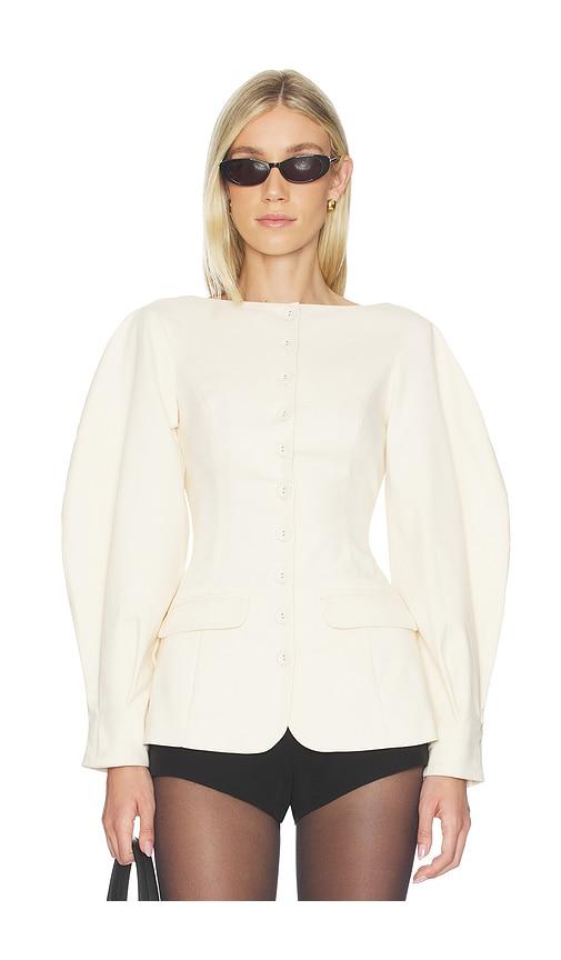 weworewhat cocoon sleeve peplum blazer in ivory. - size m (also in s, xs)