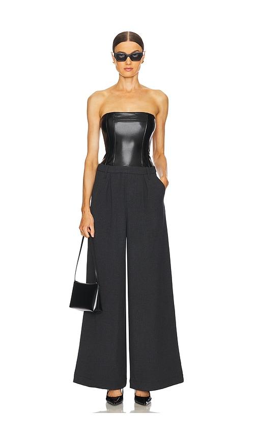 weworewhat corset wide leg jumpsuit in black. - size 0 (also in 2)