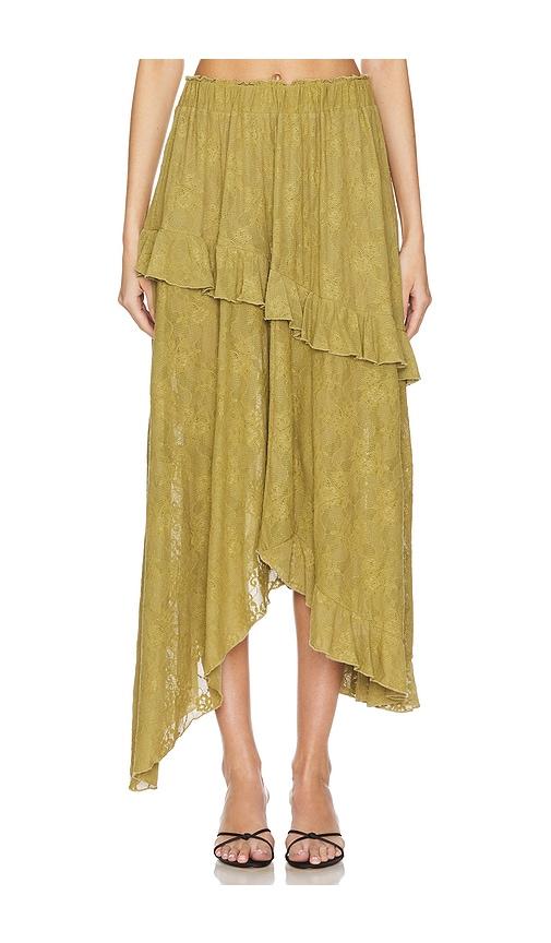 weworewhat lace ruffle skirt in green. - size xs (also in xxs)