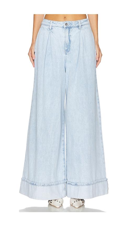 weworewhat pleated wide leg jeans in denim-light. - size 24 (also in 25)