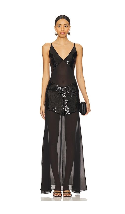 weworewhat sheer panel maxi dress in black. - size 0 (also in 10)
