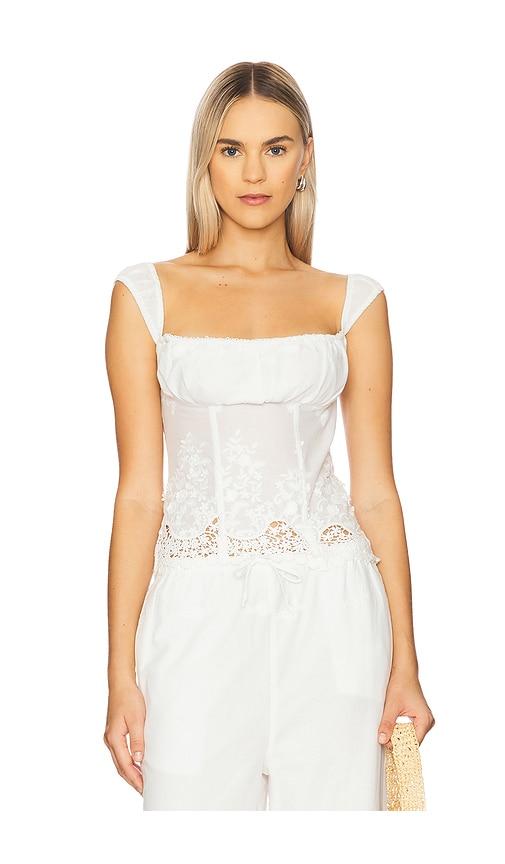 weworewhat wide strap ruched cup corset in ivory. - size 0 (also in 00, 2, 4)