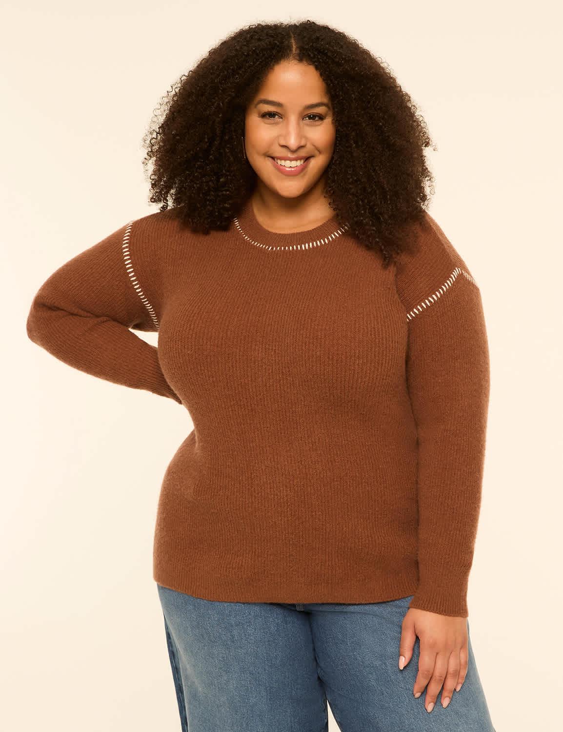 whipstitch round-neck sweater