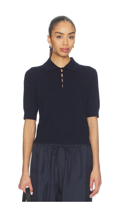 white & warren cashmere button polo in navy. - size m (also in xs, s)