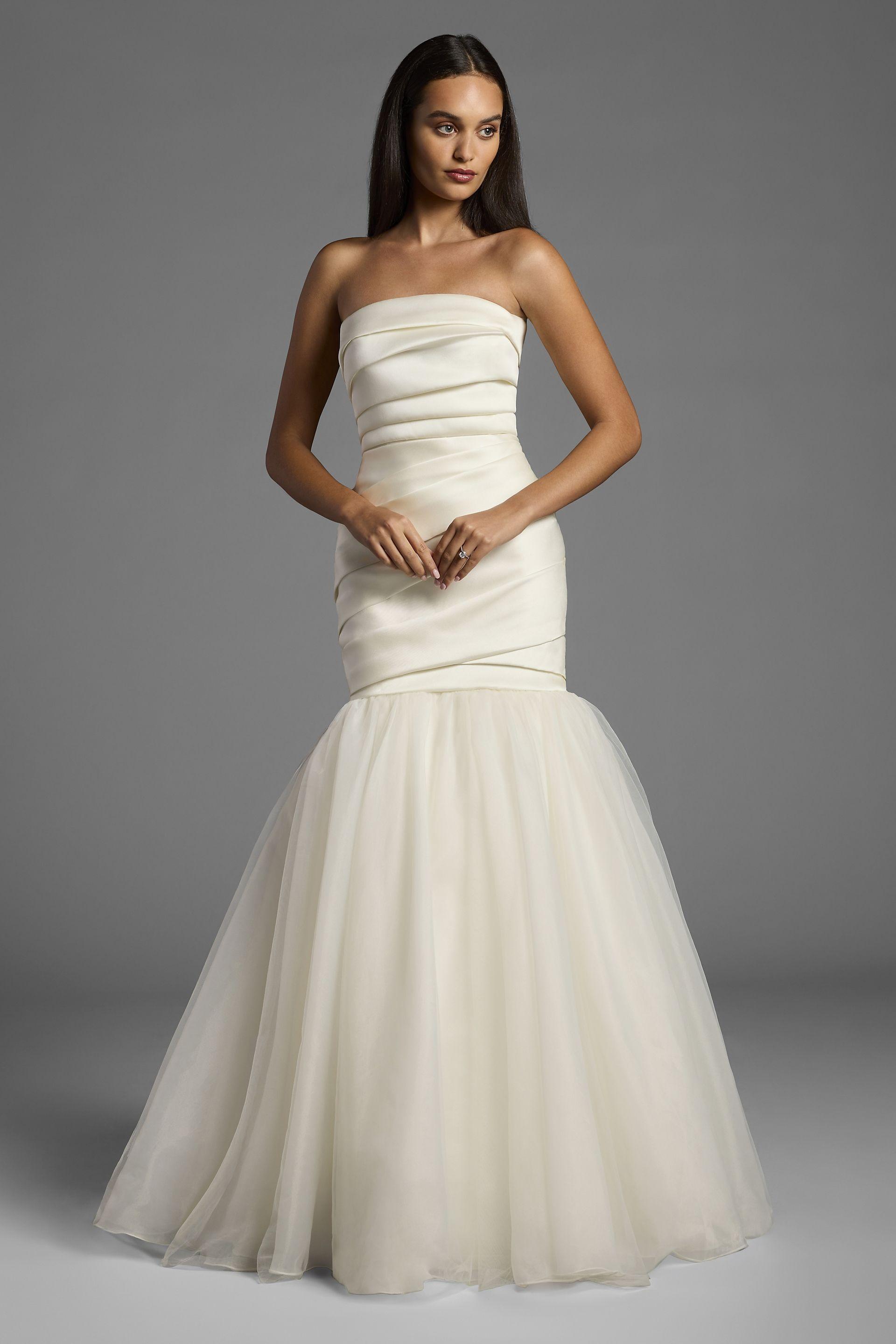 white by vera wang tulle trumpet wedding dress in ivory size: 10 david's bridal