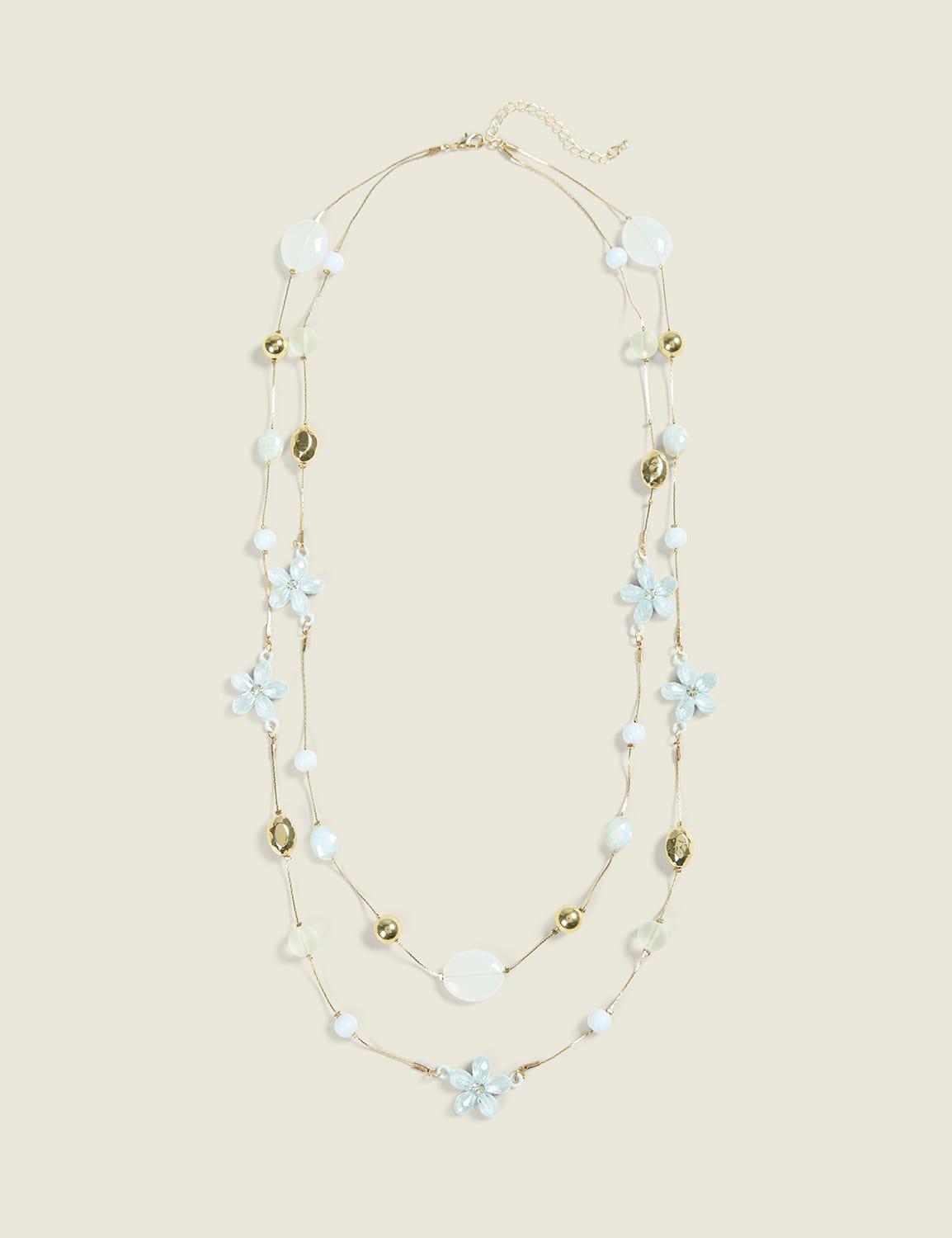 white flower multi-row station necklace