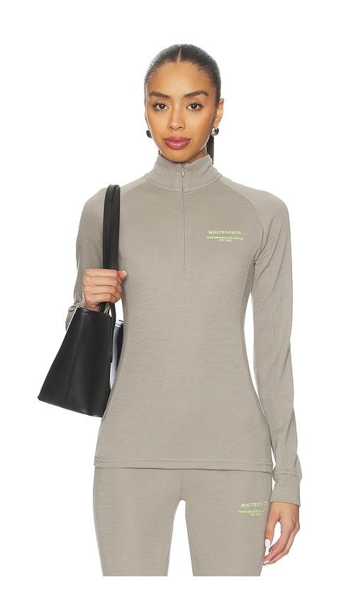whitespace merino mock neck top in grey. - size l (also in s, xs, m, xl)