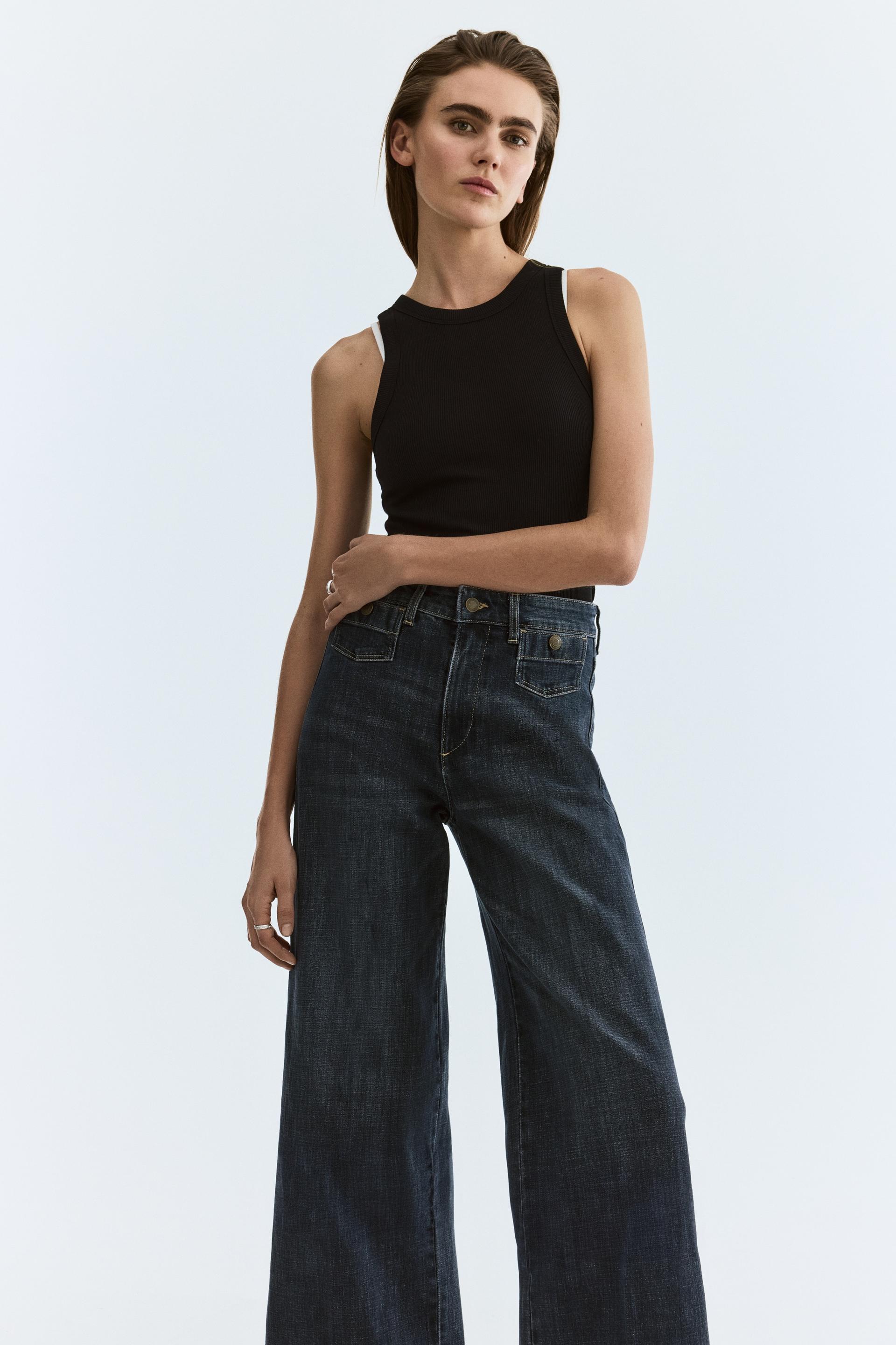 wide high waist ankle jeans