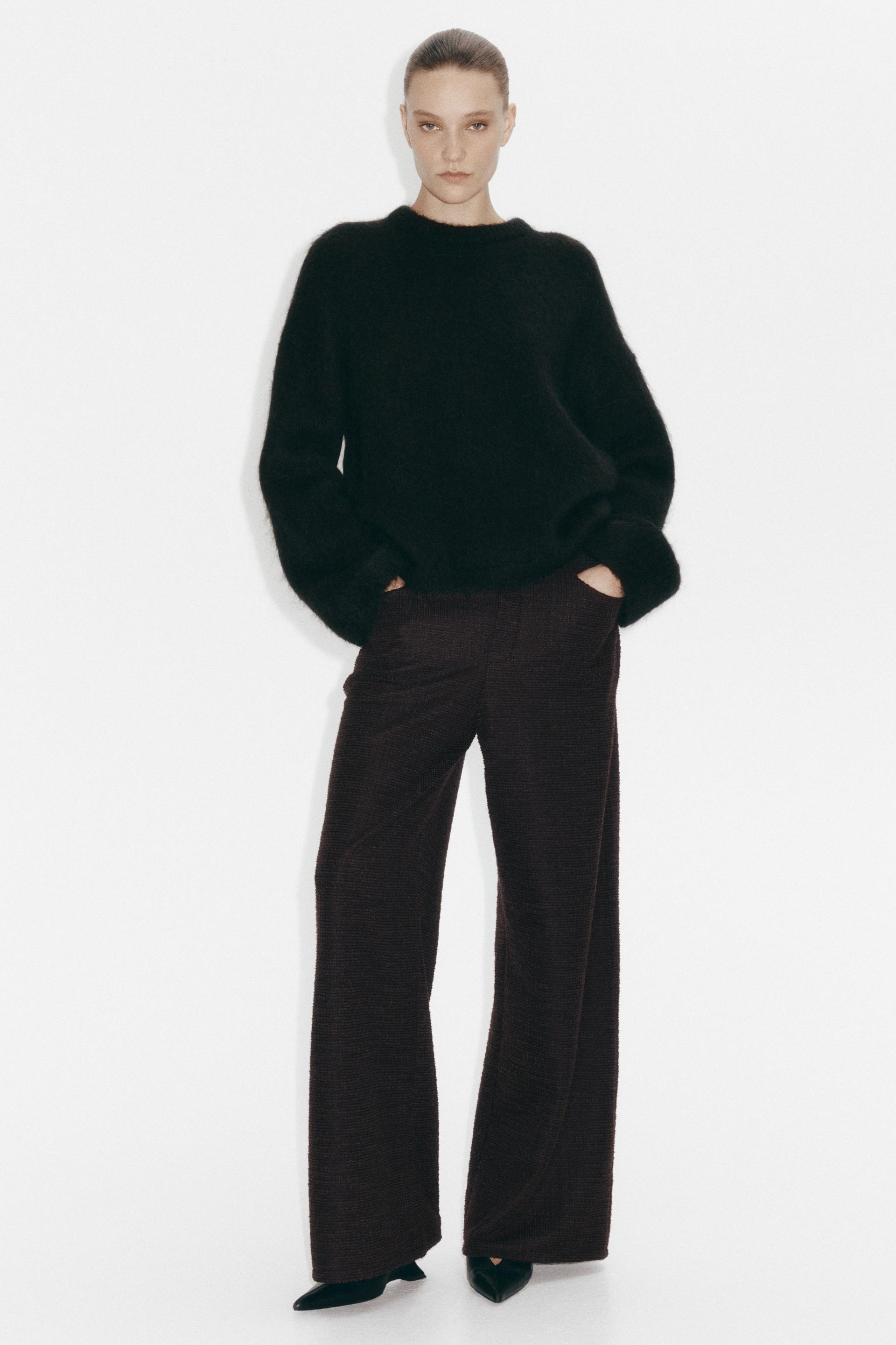 wide-leg bouclé pants