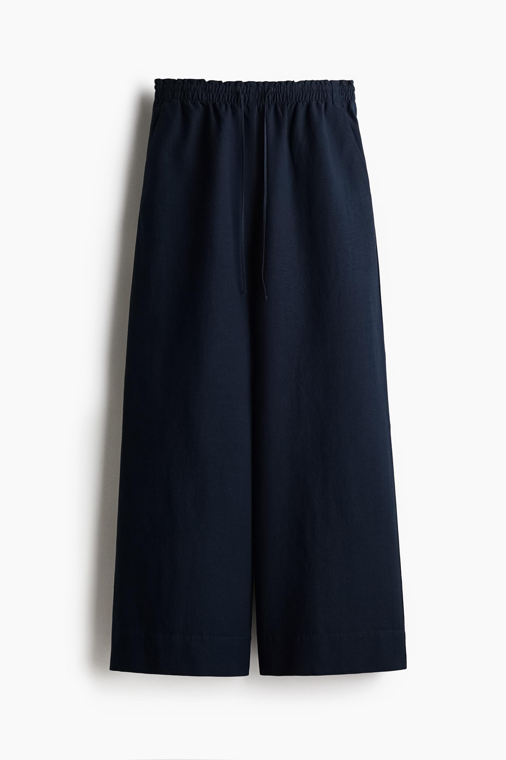wide-leg linen-blend pants