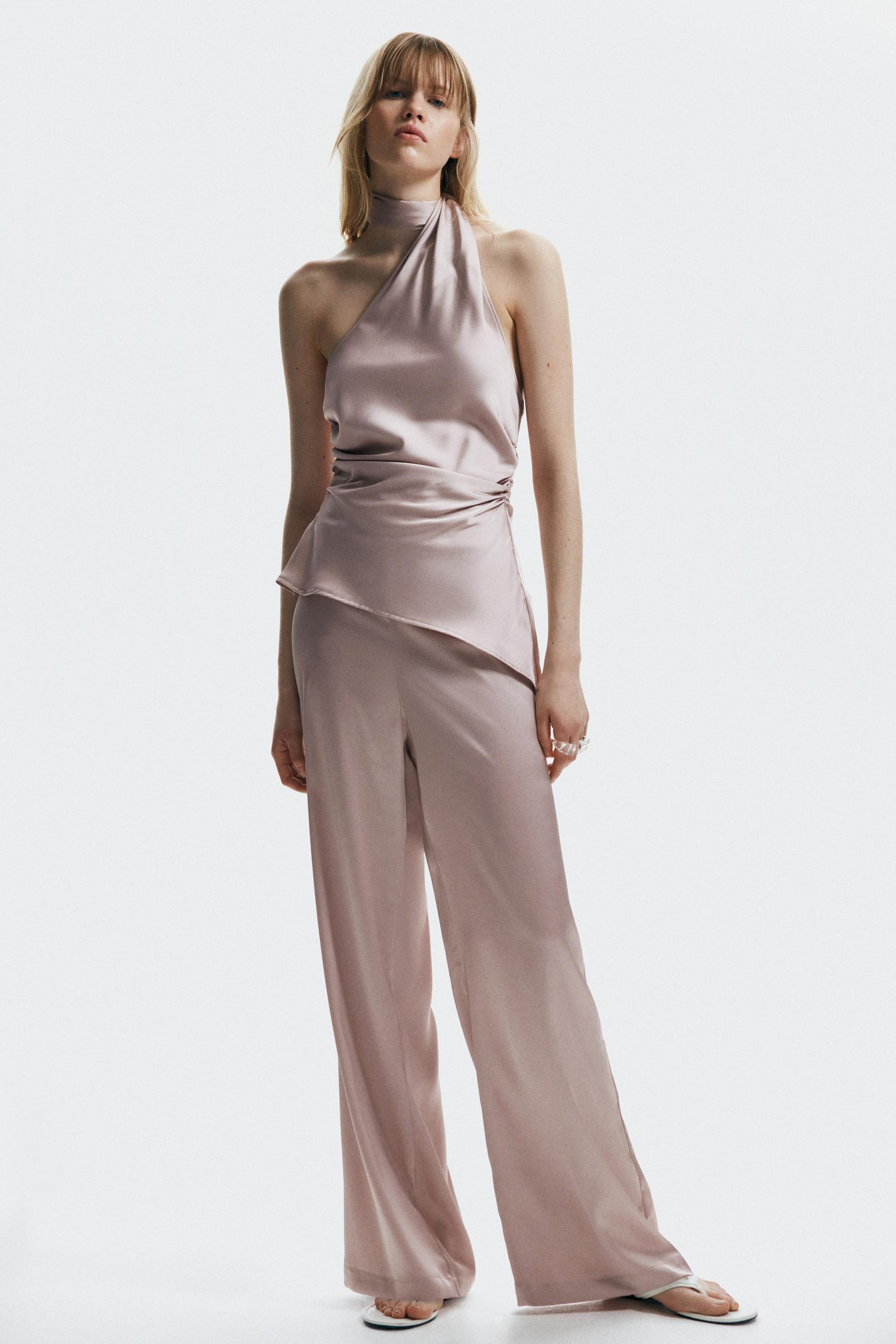 wide-leg satin pants