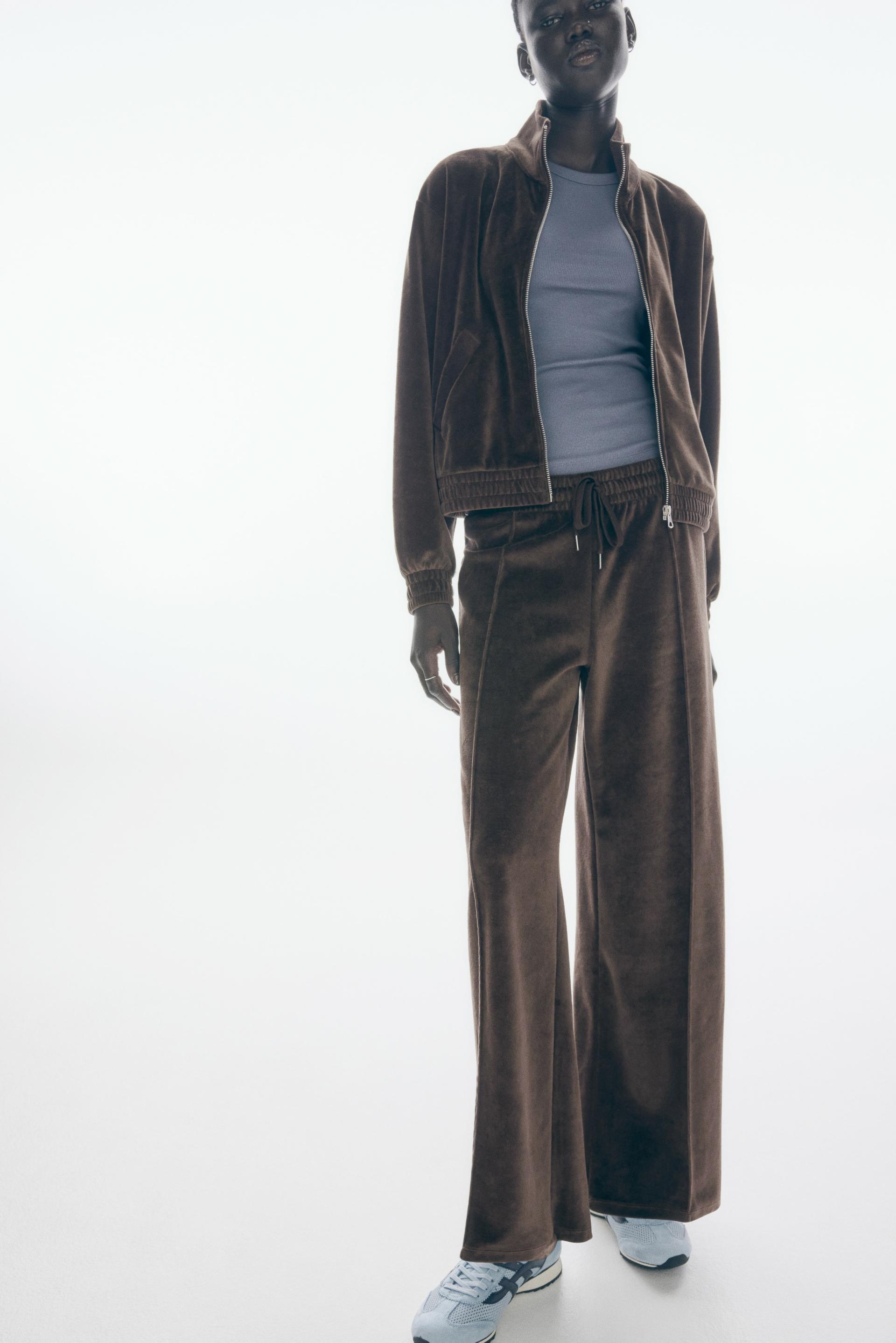 wide-leg velour joggers