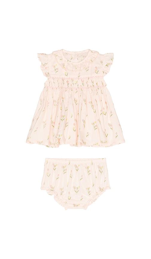 wild wawa smock flutter set in pink. - size 2/3 (also in 3/4)
